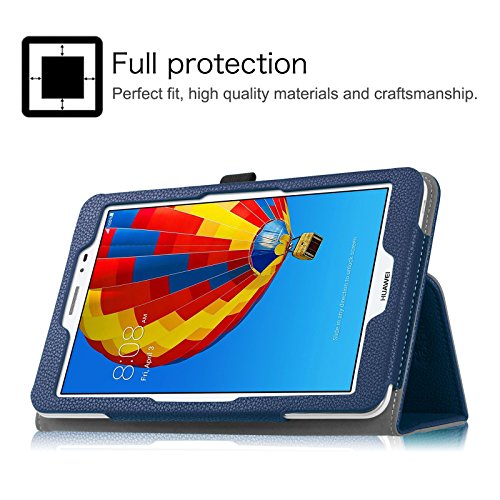 Fintie Huawei MediaPad T1 8.0 Hülle – Slim Fit Kunstleder (Folio) Schutzhülle Tasche Case Cover Standfunktion und Stylus-Halterung für Huawei MediaPad T1 8.0 Zoll 3G / WiFi Tablet-PC, Marineblau - 7