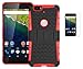 Produktbild Huawei Nexus 6P(2015) Hülle mit Panzerglas,TPU+PC Ultra Slim Silikon Tough Rugged Dual-Layer Hardcase with Built-in Kickstand Thin Stand Case,Wasserdicht Shockproof Anti Slip Stoßfest Protection Tasche Schutzhüllen für Huawei Nexus 6P(2015) 5.7Zoll-[rote]+Panzerglas/Schutzfolie/Displayschutzfolie