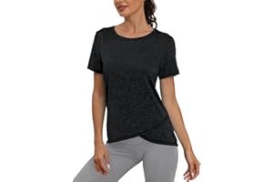 Jlowesun Women's Gym Yoga Tops, Short Sleeve Running Workout Sprots T-Shirt for Women UK Loose Fit,Quick Dry Fitness Activewear Athletic for Ladies Gym Exercise