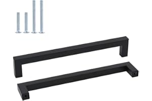 GOLDENWARM Maniglia per mobili in acciaio inox, LSJ12BK, ad asta, per cucina, armadio, cassetto, maniglia quadrata, colore nero.