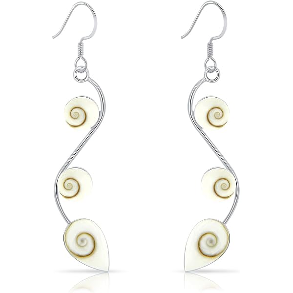 PLANETYS Ohrringe 925 Sterling Silber – Auge Der Heiligen Lucia, 21x36 Mm, Mit Perlmutt