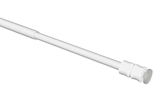 Flairdeco Klemmstange / Scheibenstange mit Gummistopfen, Metall-Kunststoff, Weiß, ausdrehbar 80-120 cm