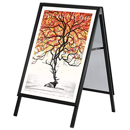 DISPLAY SALES Kundenstopper Outdoor wasserfest negro DIN A1 - Soporte para carteles con perfil de 32 mm - Gehrungsecken, Stahlrückwand