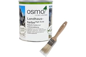 OSMO HOLZ UND COLOR GMBH&CO.KG OSMO Landhausfarbe High Solid Wetterschutzfarbe Wasserabweisend 0,75 L (Dunkelbraun 2607) + Flächenstreicher Pinsel von Pfahler Gratis.