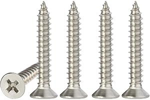 YITLA M4 Stainless Steel Self Tapping Screws,50pcs M4 X 30mm Phillips Flat Head Wood Srews DIY Woodworking Screws with Box (M4 X 30mm 50 PCS)