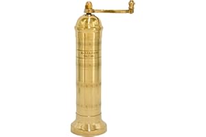 Alexander Home The Original Greek Salt Mill 8 Inch Tall | European Salt Mill Grinder with Crank Handle | Manual Salt Grinder | Salt Refillable - Brass