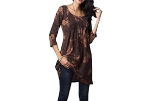 ORANDESIGNE Blouse Femme Tunique T-Shirt Manches Longues Col Rond Imprimé Fleur Chemise Casual Élégant Grande Taille Haut Print Chemisier
