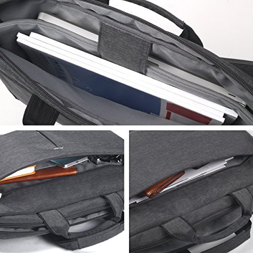 Arvok 15 15,6 16 Zoll Laptop Aktentasche Schultertaschen Wasser-beständiger glatt Gewebe Hülle mit Griff / Gurt/ Notebook Computer Ultrabook Messenger-Tasche Tragetasche Für Acer / Asus / Dell / Lenovo, Grau - 4