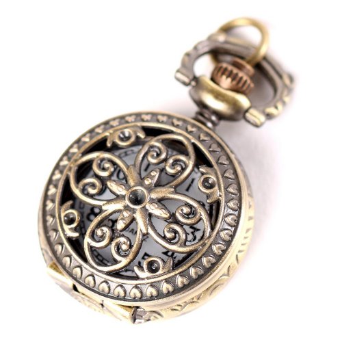 YESURPRISE Mini durchlchert Blumen Damen Quarz Uhr Taschenuhr Kette Halskette Bronze Farbe Geschenk Xmas Gift watch reloj de pulsera montre de