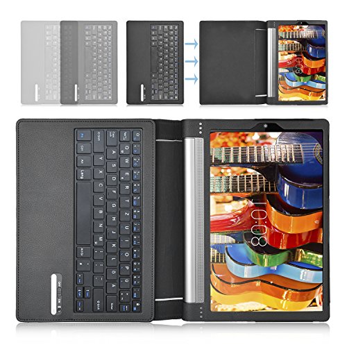 Lenovo YOGA Tablet 3-10 Pro Bluetooth Tastatur [QWERTZ Tastatur]- IVSO mit Standfunction , Abnehmbare Wireless Bluetooth Tastatur Schutzhülle NUR geeignet für Lenovo YOGA Tablet 3-10 Pro 25,6 cm (10,1 Zoll QHD IPS) mit integrierter Projektor/Beamer Tablet-PC, Schwarz - 2
