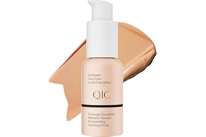 QIC Full Coverage Foundation, Wasserfestes & Langanhaltende Foundation mit Flawless Matt Finish, Poren kaschieren und Minimieren, Foundation Makeup, 30ml (Buff Beige)