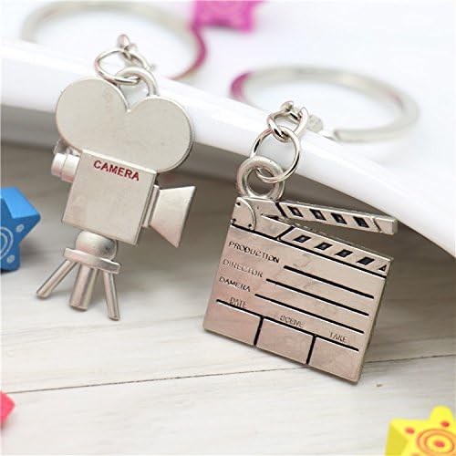 kimberleystore Creative Metal Lovers Couple Film Clapper Camera Pendants Keyring Bag Car Keychain Key Ring