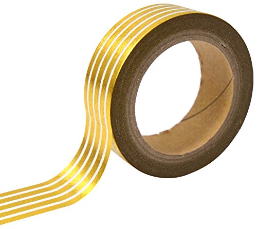 Toga MT106 Kreppband Streifen Washi Tape gold/weiß 4 x 9 x 5 cm