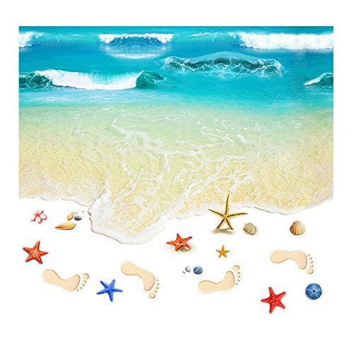 Preisvergleich Produktbild Pingxia Fisch-Teich Wandtattoo Seestern Fußabdruck Wandaufkleber Abnehmbare Wandsticker für Stock Dekoration