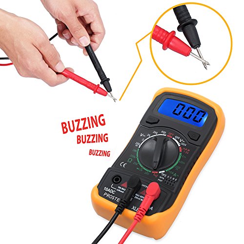 Proster Digitaler Multimeter mini digitaler Mulitmeter Manueller Bereich Voltmeter Ammeter Ohmmeter DMM DC Strom Spannung Widerstand Diode Durchgang mit Buzzer, LCD Hintergrundbeleuchtung und Batterietestfunktion für Schule, Labor, Fabrik usw. - 5