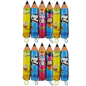 KIVYA Return Gifts for Birthday Party for Kids in Bulk Pencil Shape Stationary Pouch Cases for Children Gift for Girls / Boys - Pack of 12