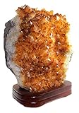 Herkunft: Brasilien budawi-Deko & Schönes Citrin Druse Höhe ca. 35 cm Einzelstück mit Holz Sockel, Citrindruse
