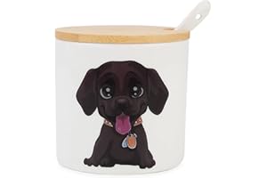 Sucrier en céramique, Sucrier couvert à motif de chien mignon Chase Chic avec couvercle et cuillère, distributeur de sucre en pot de sucre blanc pour pot à lait au café (9 oz/266 ml)