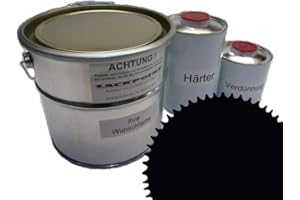 Lackpoint 1 Litre Set 2K Peinture Voiture Ral 9005 Noir Profond Brillant Aucun Vernis Transparent