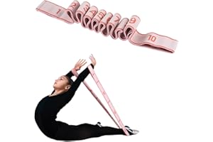GVEYIQK Yoga Stretching Strap, Stretching Band mit 10 Schleifen, Hochelastischer Gymnastikband, für Pilates, Tanz, Gymnastik
