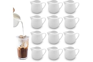12 Pcs Mini Pot a Lait, XPJBKC 50 ml Pichet a Lait en Porcelaine, Pot à Lait avec Poignée, Petit Pot Sauce Porcelaine Petite Cruche Lait, Pichet Lait Céramique pour Faire Mousser le Lait,Café, Sauces