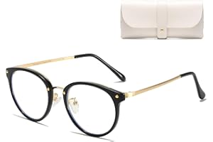 Cleoxyge Blaulichtfilter Brille Ohne Sehstärke für Damen-Herren,Metallrahmen Anti Blaulicht UV400-Schutz PC Gaming Mit Brillenetuis und Brillenputztuch Fake Brille