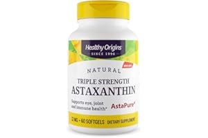 ‎HEALTHY ORIGINS Healthy Origins, Triple Strength Astaxanthin, Depot, 12mg, aus Haematococcus pluvialis, 60 Weichkapseln, Laborgeprüft, Sojafrei, Glutenfrei, Ohne Gentechnik