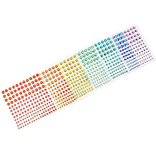 Outus Mehrfarbige Selbstklebende Rheinkiesel Aufkleber Blatt , 3 Größe, 12 Blätter - 3