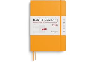 LEUCHTTURM1917 372654 Weekly Planner & Notebook Medium (A5) 2026 Hardcover, 12 Months, Rising Sun, English