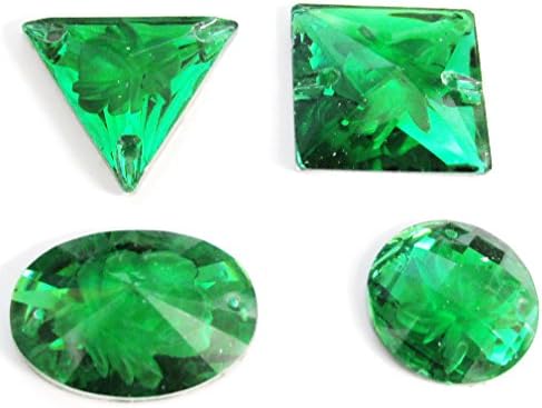24 mm Square Green flat back sew on Acrylic crystal flower inset rhinestone craft gem stone 12 pieces