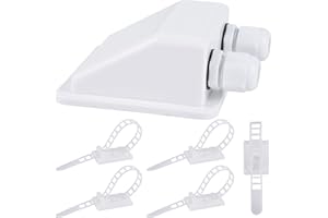 FBBULES Passe-Toit 2 Entrées, Passe-câble en ABS, Double Presse-étoupe Solaire, Boîtier d'entrée de Câble étanche IP68, avec Gestionnaire de Câble Auto-adhésif, pour Camping-Car, RVs, Boats Yacht