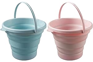 CVDYWDJIE Cubo Plegable De 2 Piezas, Cubo De Plástico Multifuncional, Cubo De Playa para Niños, Práctico Cubo Plegable para Exteriores, Cubo De Playa Plegable