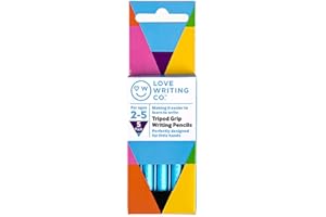 Love Writing Co. Tripod Grip Writing Pencils for Children | Ergonomic Age 2, 3, 4, 5 |Improve Pencil Grip & Control, Fine Motor Skills | Early Writing Practice | Left and Right-Handed |Pack of 5