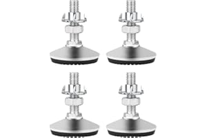 Drenky Regulowane nóżki meblowe, ze stali nierdzewnej, nóżki poziomujące z regulacją wysokości M10×30 mm, nóżki z nakrętkami i cichą, antypoślizgową podstawą z tworzywa sztucznego, 4 sztuk