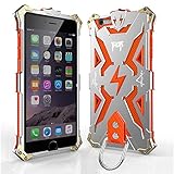  Eastcoo Thor - Carcasa para iPhone 6S, Carcasa de Goma de Aluminio híbrido Resistente a los Golpes, Carcasa Trasera rígida con Gancho Deportivo para iPhone 6 (Plateado/Naranja)