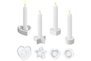 OUZIONZ 4 Stück Silikonform Kerzenhalter,Kerzenformen Sterne Silikon Kerzenhalter silikonform weihnachten Pentagramm Gießform Kerzenhalter DIY Silikon Kerzenformen SterneRund etc