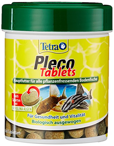 Tetra Pleco Tablets (Grünfutter-Tabletten mit einem hohen Anteil an Spirulina-Algen, Hauptfutter für alle pflanzenfressenden Bodenfische und scheuen Zierfische), 275 Tabletten Dose