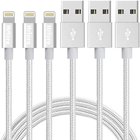 Hriore iPhone Charger Cable, 1m/3ft Nylon Braided 8 Pin Syncing Lightning to USB Charging Lead Cord for iPhone X/8/8 Plus/7/7 plus/6s/6/SE/5s/5c/5,iPad 2 3 4 Mini, iPad Pro Air, iPod &amp; more(3 Pack White)