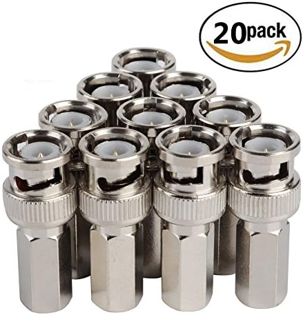 BNC Male Twist-on Connector, RG59 Coaxal Cable Adapter for CCTV Security Camera and Other Video Cabling Applications 10Pairs/20PCS