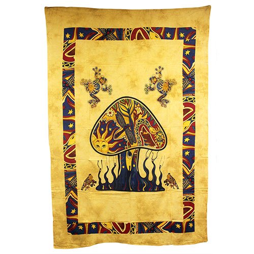 Mushrooms & Dragonfly Bedspread / Wall Art