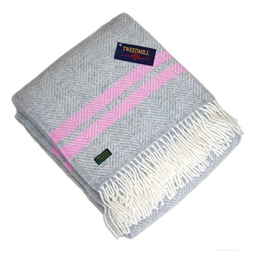 Pure New Wool Throw - Fishbone two stripe blanket - 150cm x 183cm