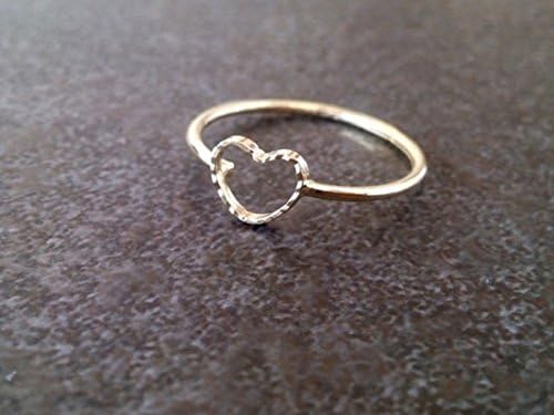 Tiny heart ring,stackable ring, love ring,hammered ring,simple jewelry, minimalist ring,gold ring,gold plated band