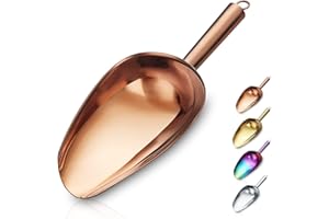 Berglander Cuchara para hielo de acero inoxidable color oro rosa 6 oz, chapa de cobre y titanio, para máquina de hielo, multiusos, para dulces, bodas, cocina, bar, fiestas, mascotas, perros