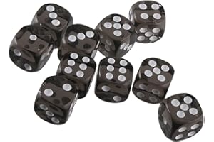Yourandoll 10 pièces dés polyédriques D6 dés 16mm de Jeu de dés en Acrylique pour DND Dice RPG MTG Table Jeux (Noir)