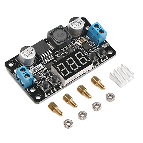 DROK® LM2596 DC 5/12 Volt Einstellbare Spannungsregler mit Kühlkörper und Schraube 5-32.0V zu 0-30.0V DC Buck Converter Autobatterie Step-down Stromversorgungsmodul + Rote LED Voltmeter - 8