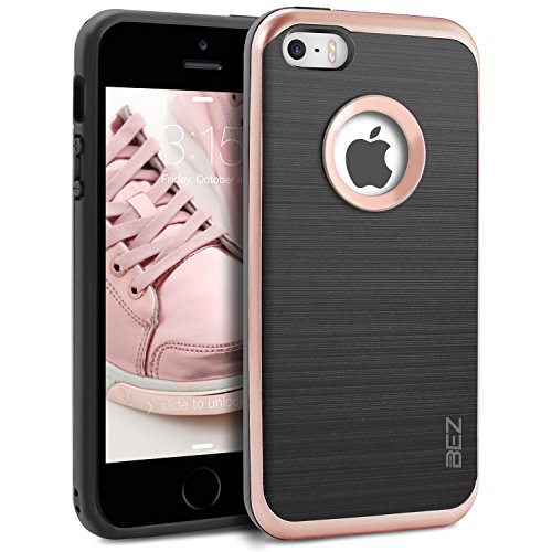 Coque iPhone 5S, BEZ® Coque iPhone 5 5S SE [Slim Armor] étui de Protection Antichocs [Or Rose], Coque Armure mince, Coque resistante pour iPhone 5S 5 , iPhone SE 