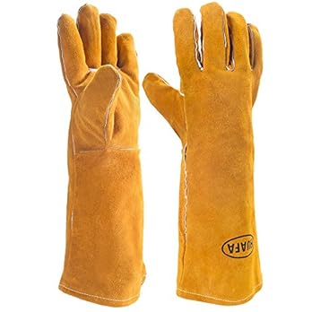 Grillhandschuhe 1 Paar Leder Hitzefeste Bbq Handschuhe Von Huafa Lang In Universalgre Ofenhandschuhe Kaminhandschuhe Kochenhandschuh Hitzebestndiger Handschuh Fr Barbecue Kche Backofen Mikrowellenherd