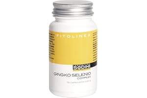 LABORATORIO SODINI FITOLINEA Gingko Selenio Complex - Integratore Alimentare - con Ginkgo Biloba, Vitamine A, C, E, Zinco e Selenio - Azione Antiossidante, Coadiuvante in caso di Stanchezza - 70 Capsule