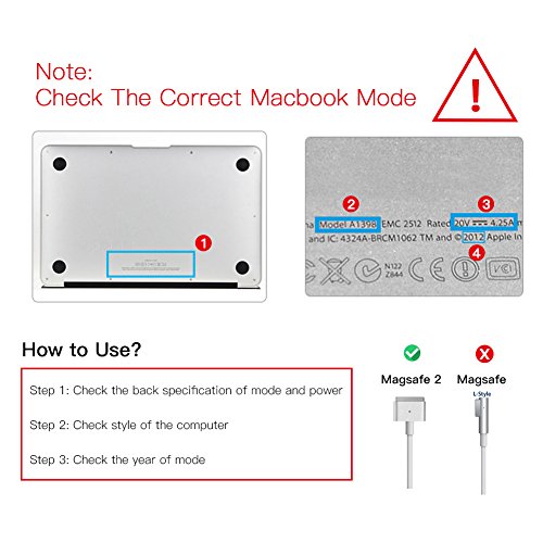 45W MagSafe 2 Energien-Adapter, Volador Macbook Luft-Aufladeeinheits-Wiedereinbau mit USB-Hafen für Macbook 11 „13“ A1436 A1465 A1466 - 6