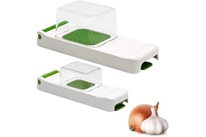 ALLIGATOR 3007 – Uppsättning av 2 multifunktionsskärare med uppsamlingslådor – mini och original – grönsaks- och lökskärare – 3 x 3 och 6 x 6 mm blad – BPA-fri – vit och